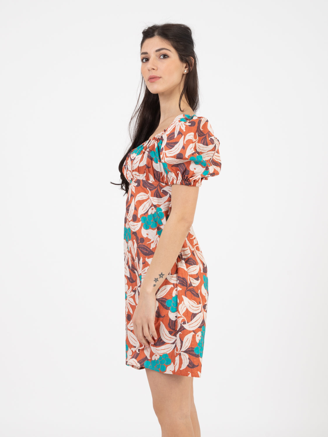 Ribes dress taffeta leather / emerald