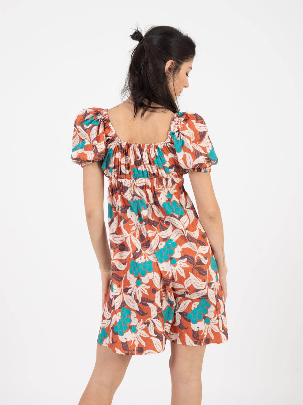 Ribes dress taffeta leather / emerald