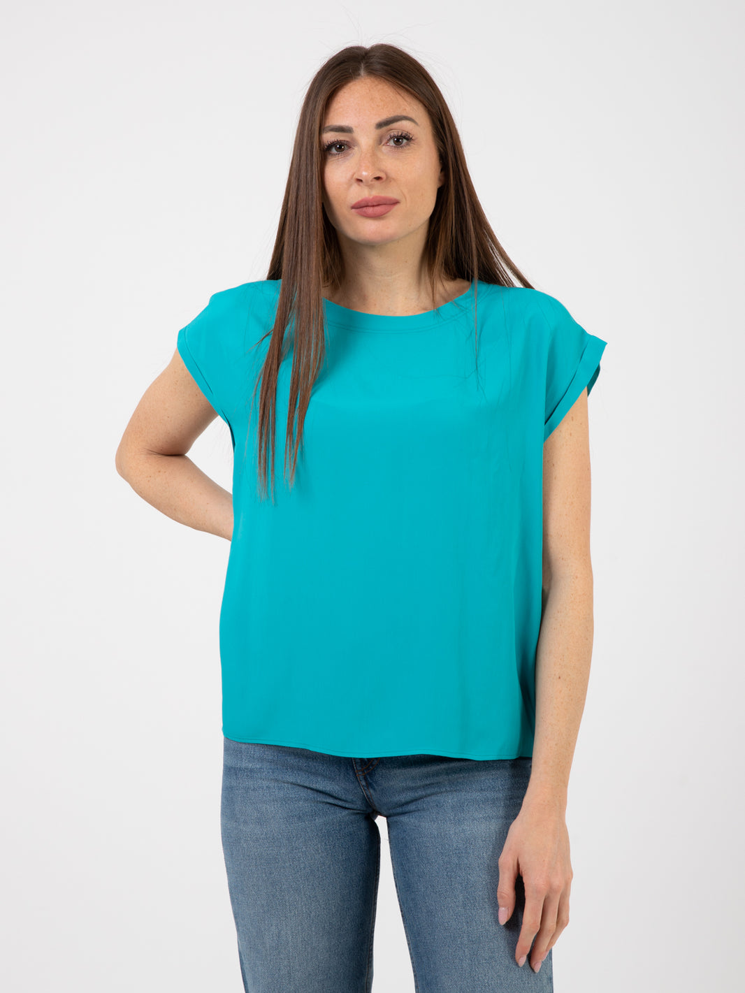 Peacock fluid coloured shirt