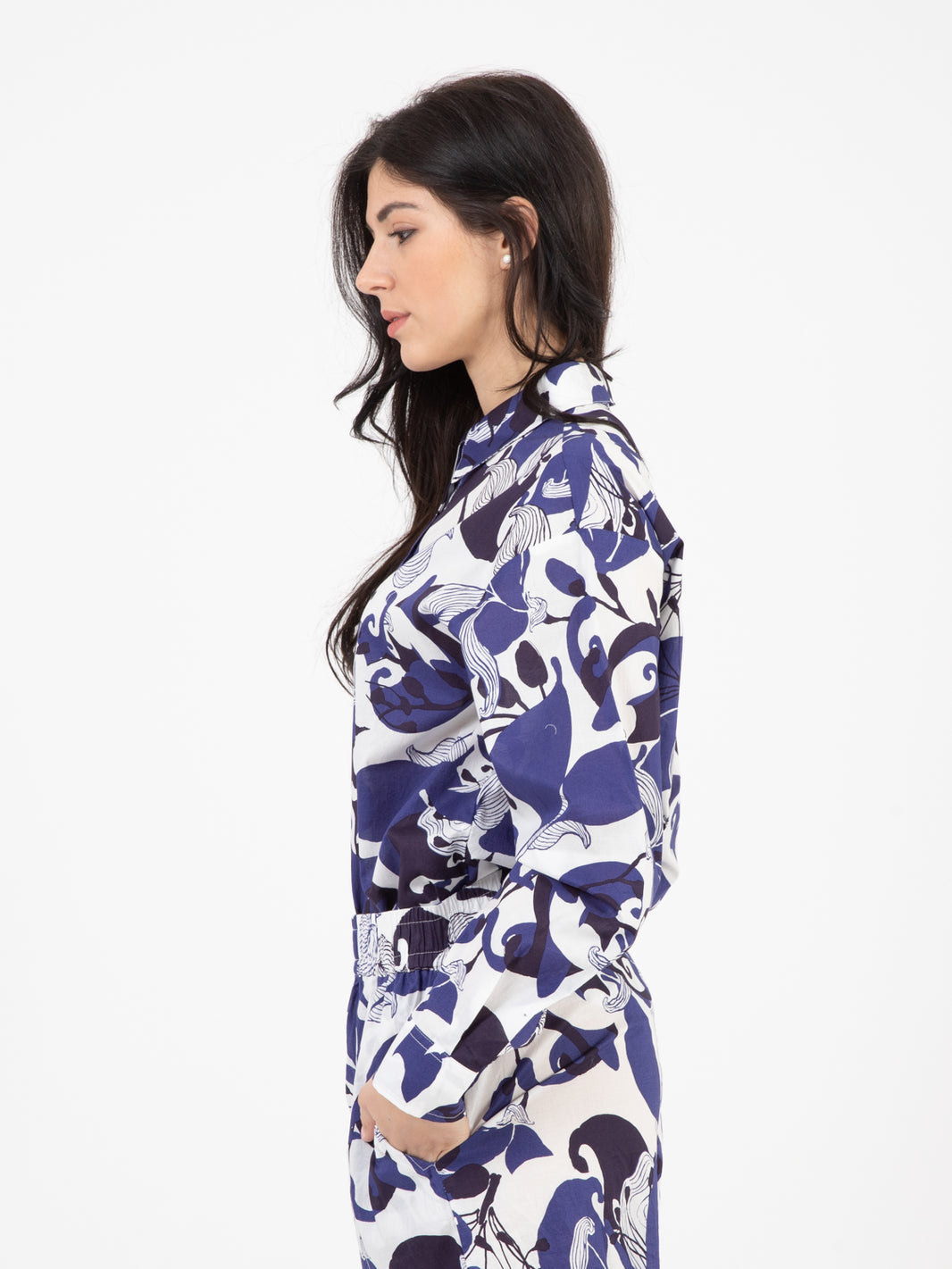 Florum muslin shirt blue / white / light blue