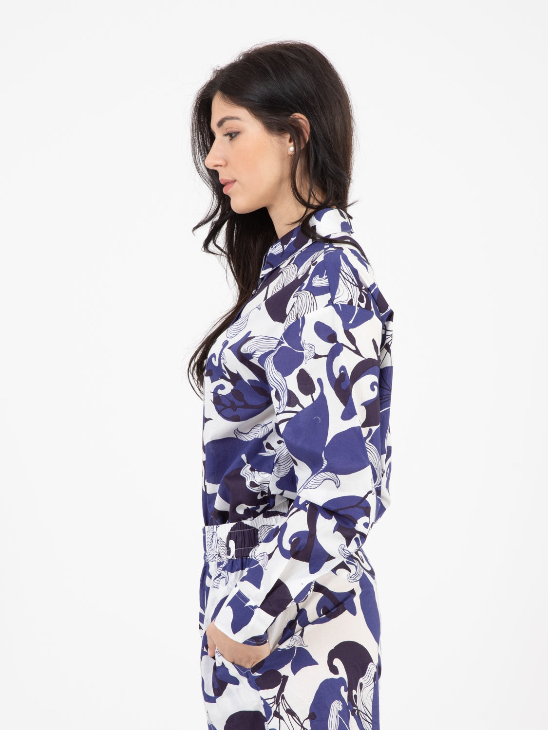Florum muslin shirt blue / white / light blue