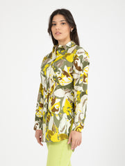 MALIPARMI - Camicia florum mussola verde / brick