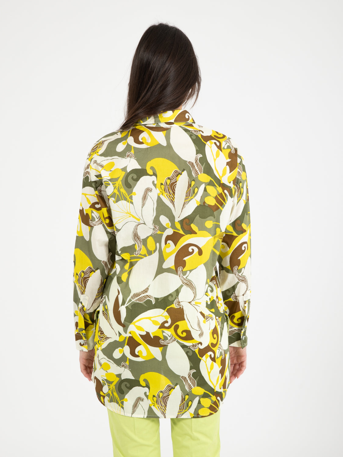 Florum muslin shirt green / brick