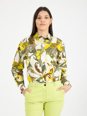 MALIPARMI - Camicia florum mussola verde / brick