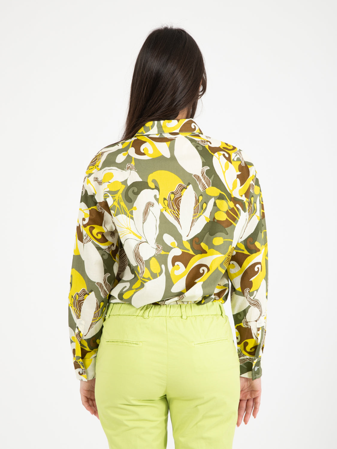 Florum muslin shirt green / brick