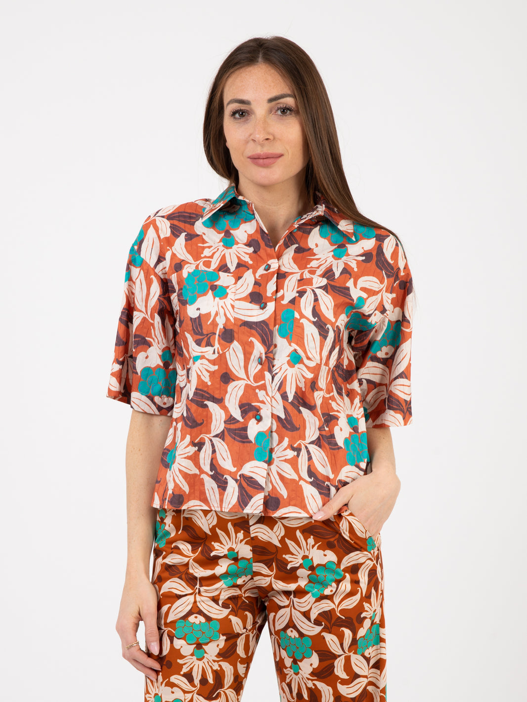 Taffeta currant shirt leather / emerald