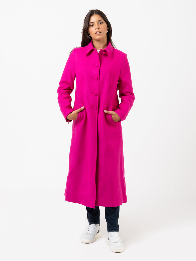 MALIPARMI - Cappotto Diagonal Wool rosa indiano
