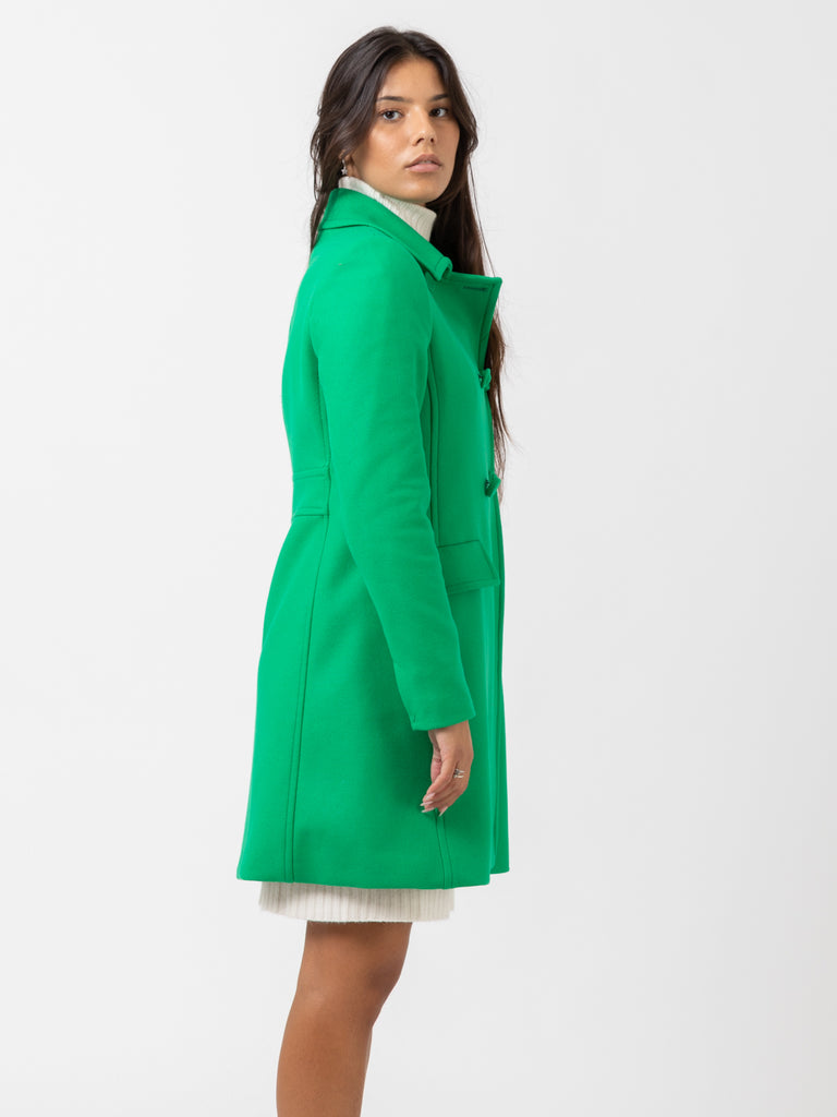MALIPARMI - Cappotto doppiopetto Diagonal Wool smeraldo