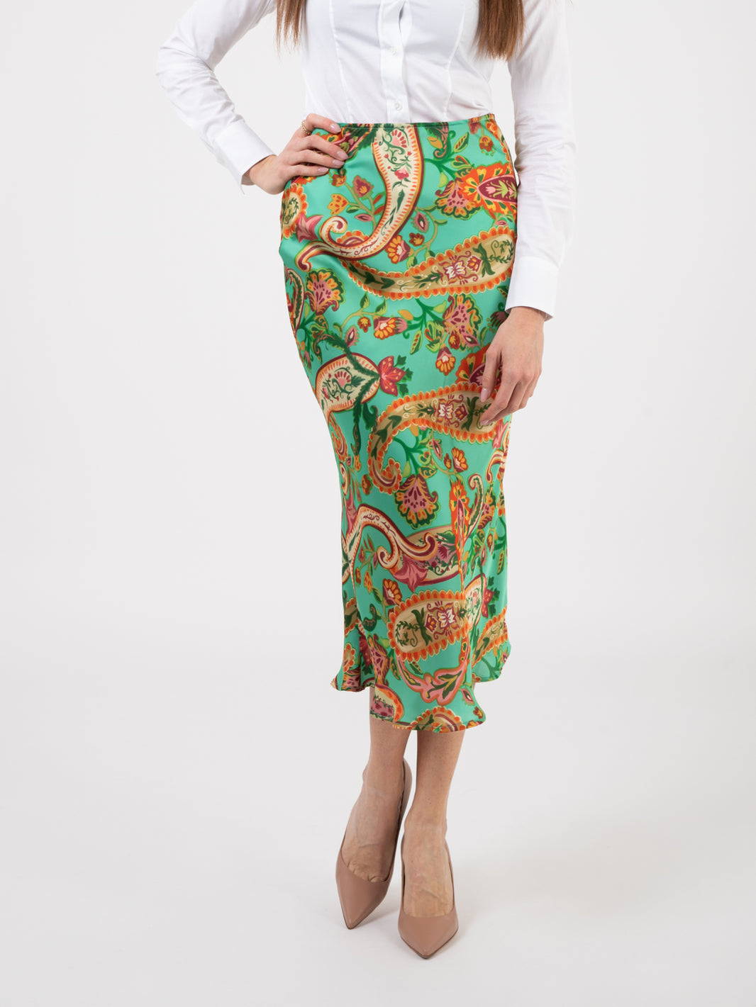 Magicis green / multicolor midi skirt