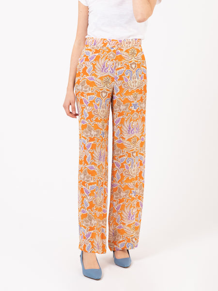 Pantaloni crepe Tropic Aroma arancio / beige / lilla