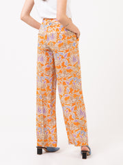 MALIPARMI - Pantaloni crepe Tropic Aroma arancio / beige / lilla