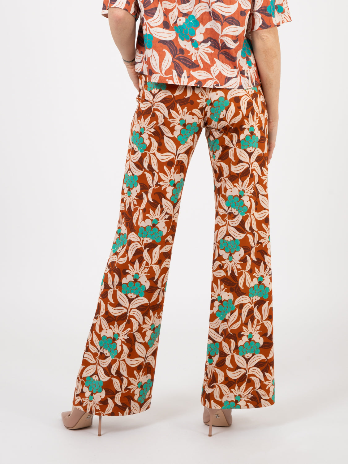 Ribes printed trousers leather / emerald