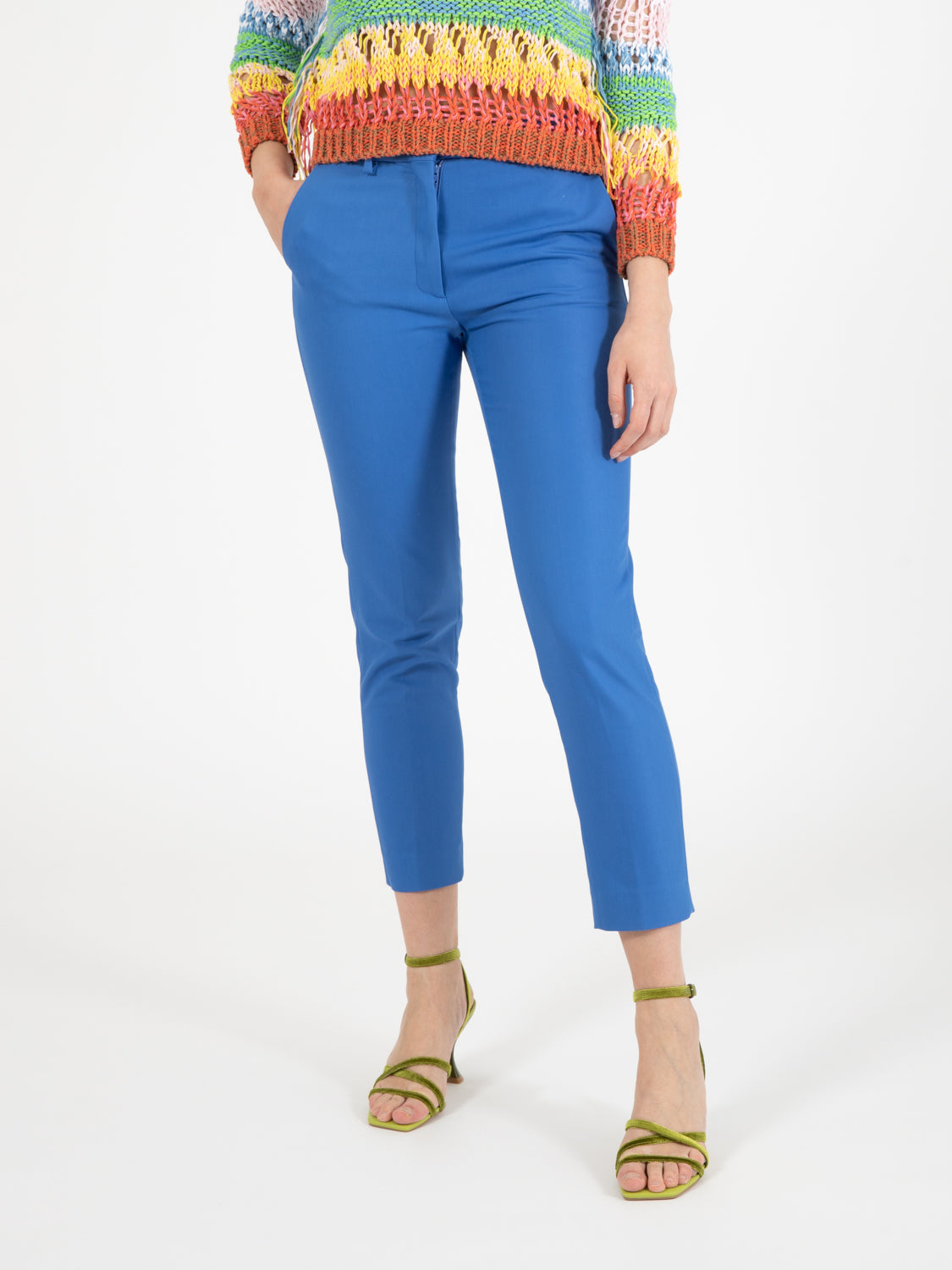 Stretch cotton trousers avio light blue