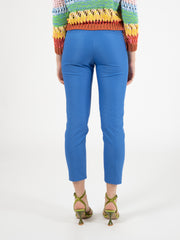 MALIPARMI - Pantaloni stretch cotton avio light blue