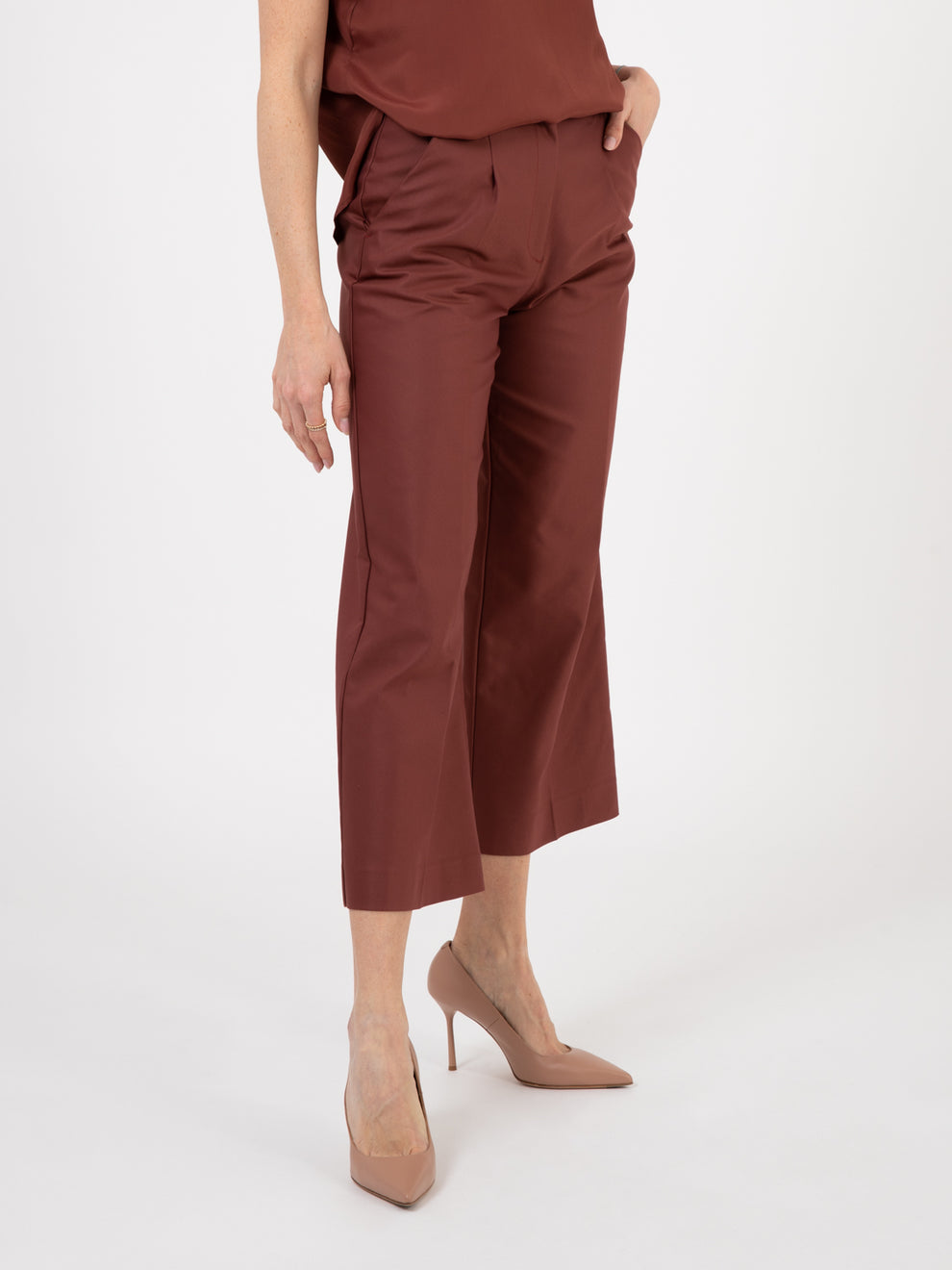 Burgundy stretch cotton trousers