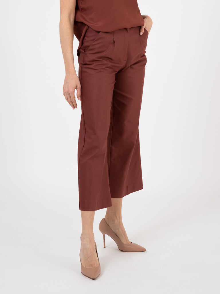 MALIPARMI - Pantaloni stretch cotton bordeaux