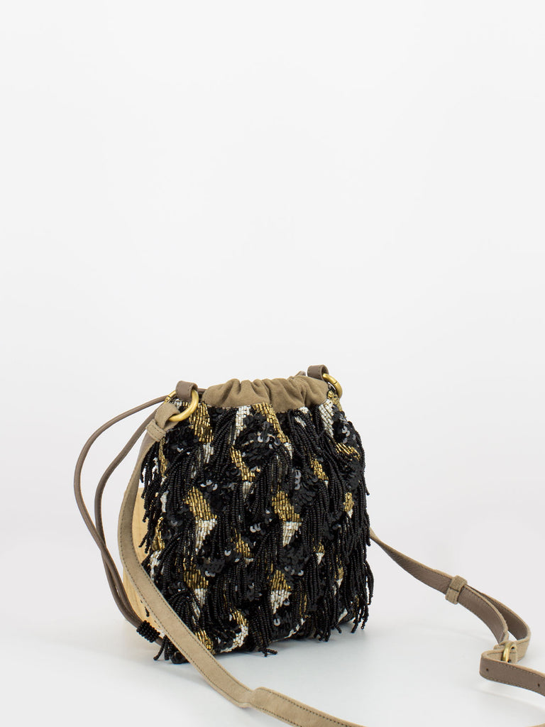 MALIPARMI - Secchiellino fringed nero / beige / oro