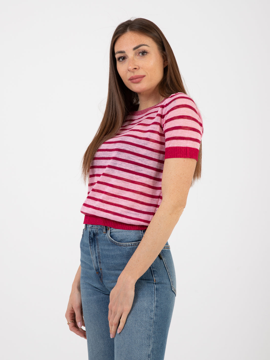 Summer linen pink / fuchsia t-shirt