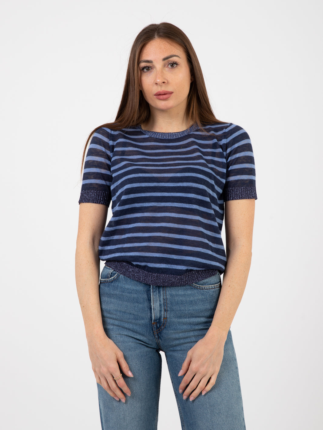 Summer linen summer blue t-shirt