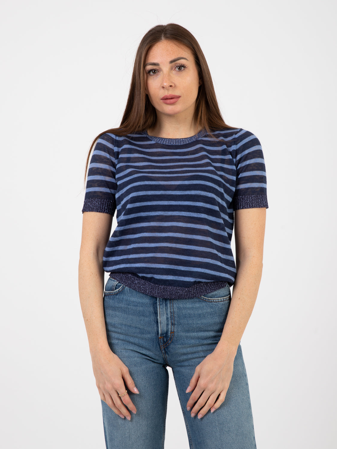 Summer linen summer blue t-shirt