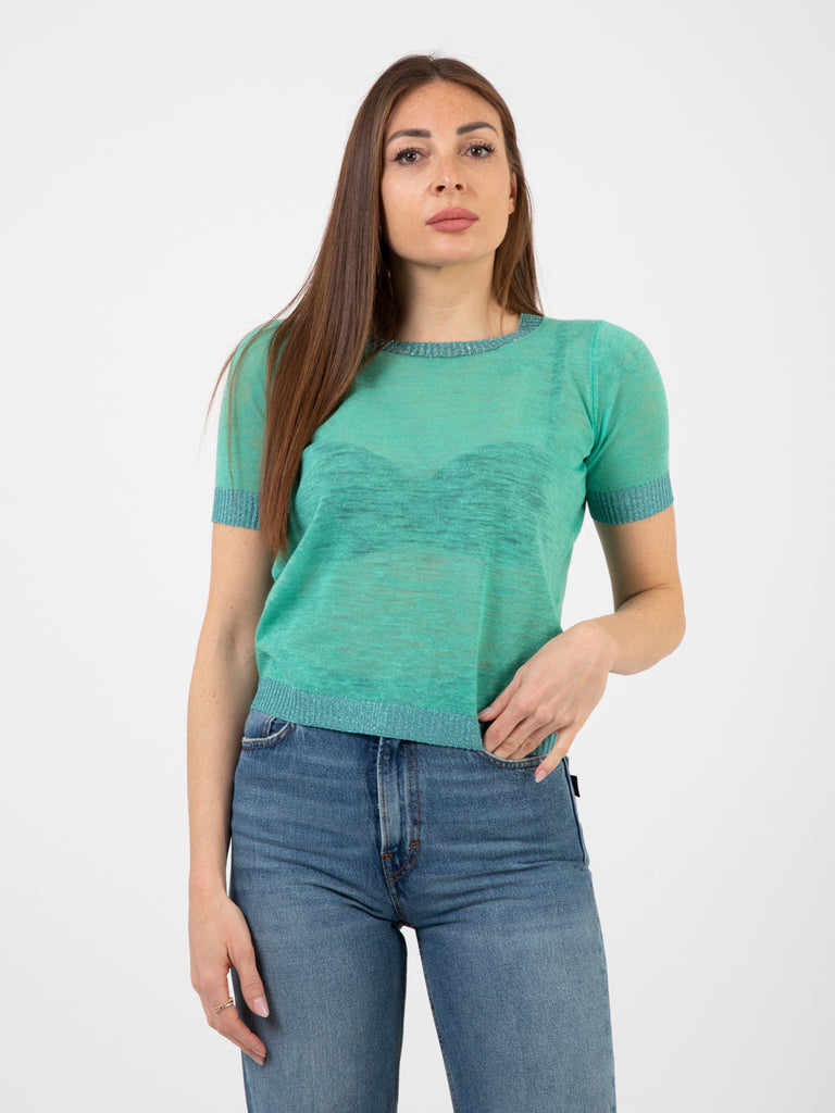 MALIPARMI - T-shirt Summer linen verde acqua