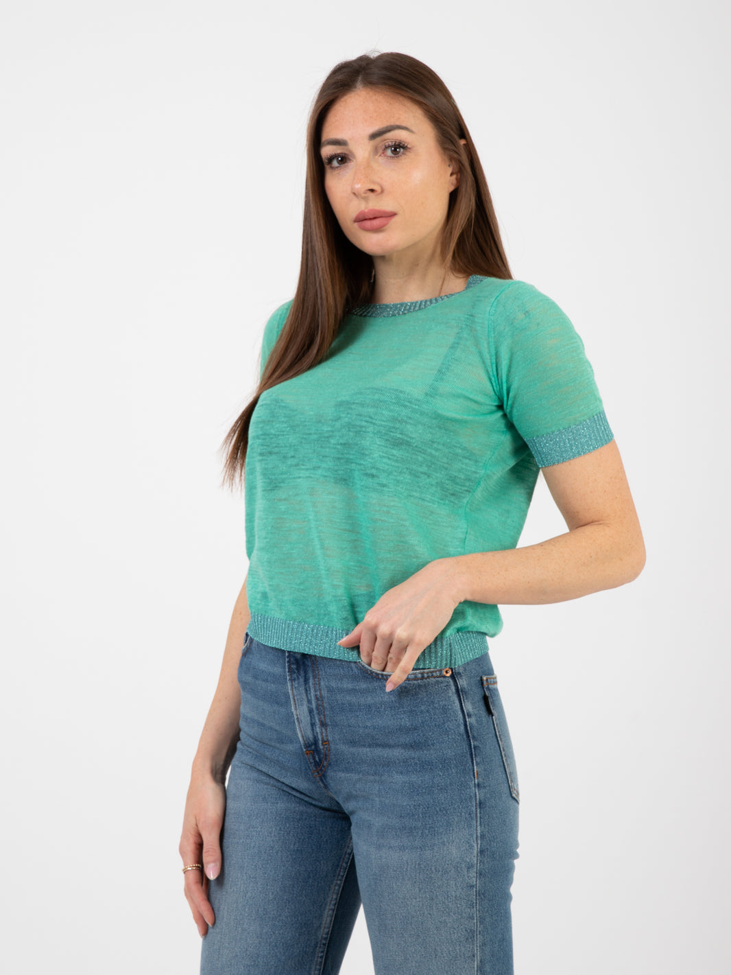 Summer linen teal t-shirt