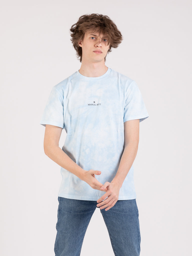 MANUEL RITZ - T-shirt girocollo in cotone azzurra
