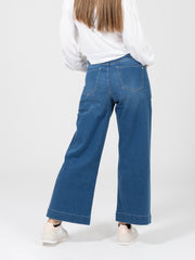 MERCI - Jeans Liv crop ampi denim medio