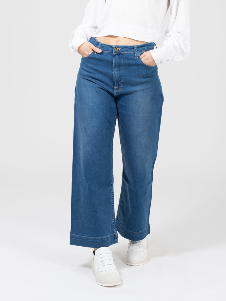 MERCI - Jeans Liv crop ampi denim medio