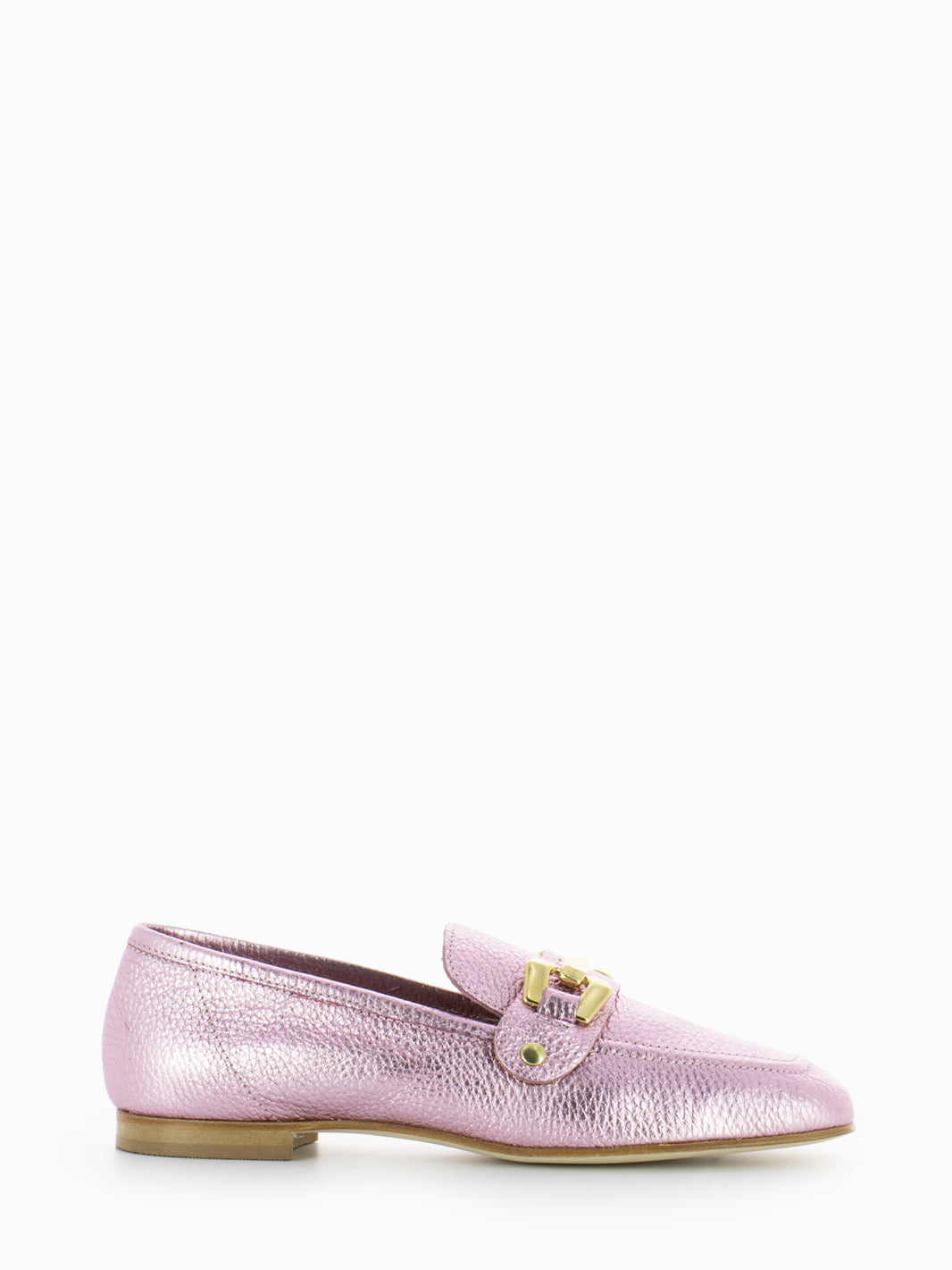 Mina pink laminated moccasins