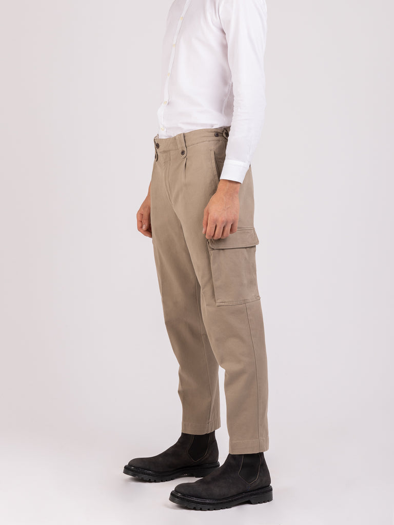 MYTHS - Pantaloni cargo beige in cotone