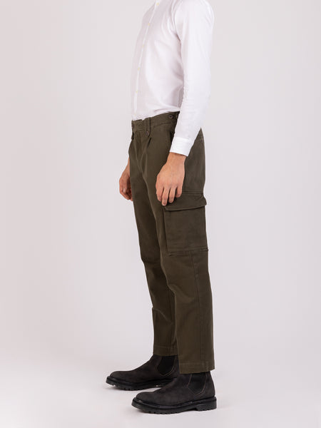 Pantaloni cargo verde militare in cotone