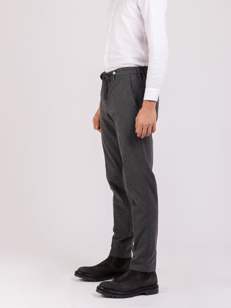 MYTHS - Pantaloni panno grigi con vita elastica e coulisse