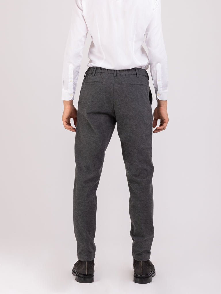 MYTHS - Pantaloni panno grigi con vita elastica e coulisse