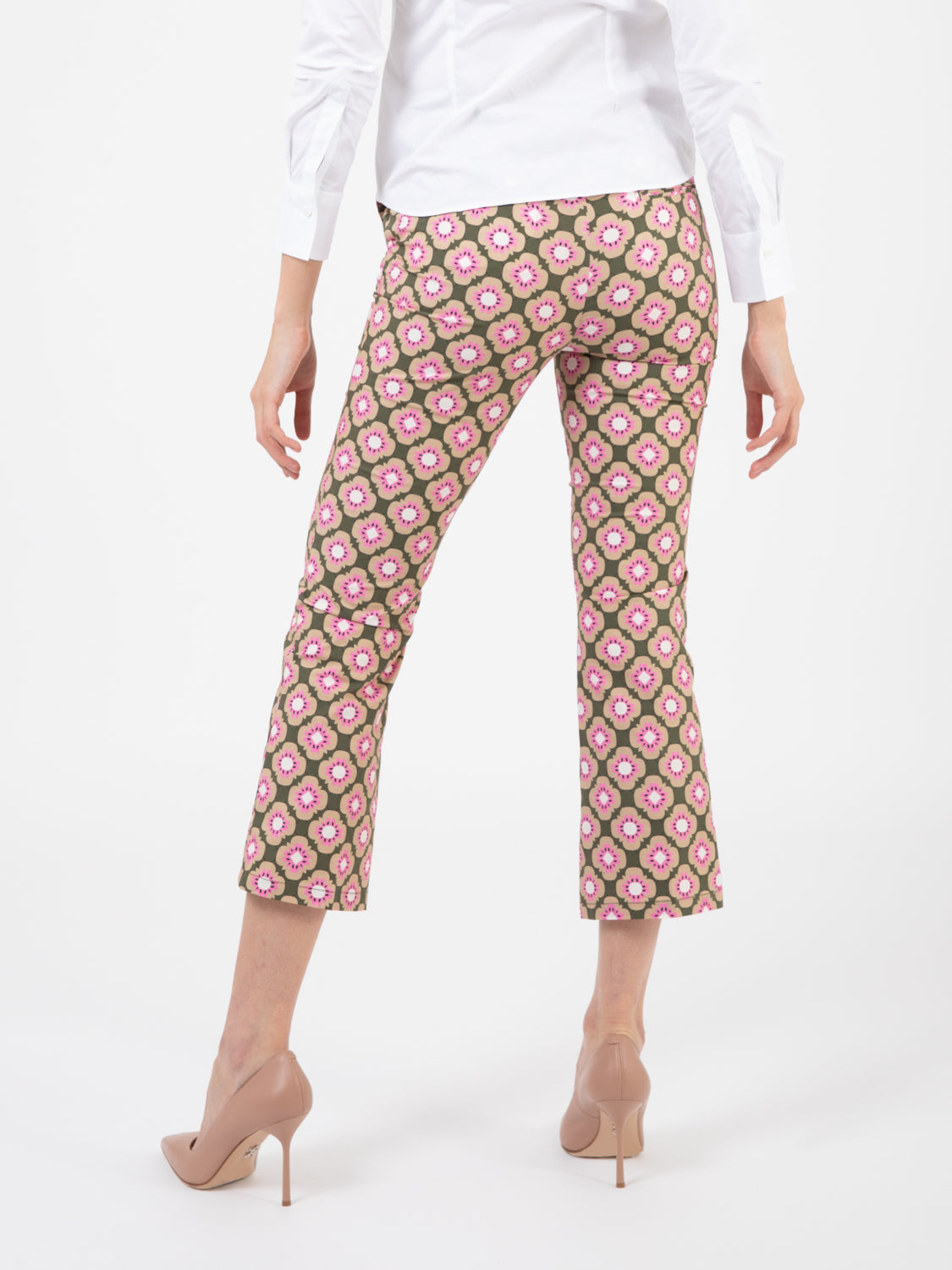 Pantaloni trombetta fantasia verde
