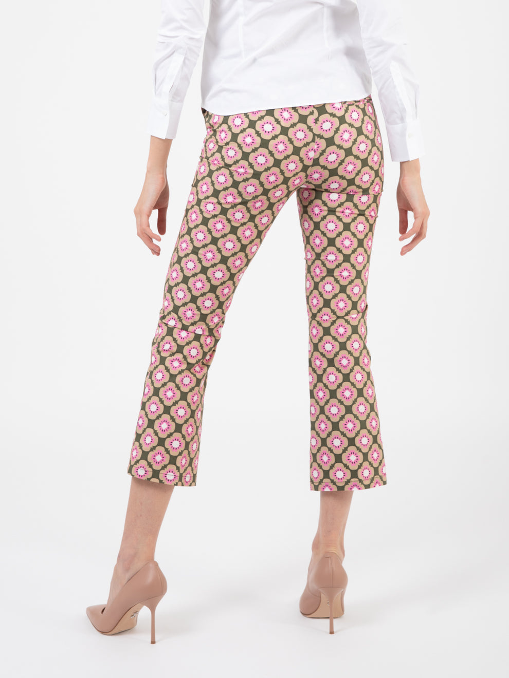 Pantaloni trombetta fantasia verde