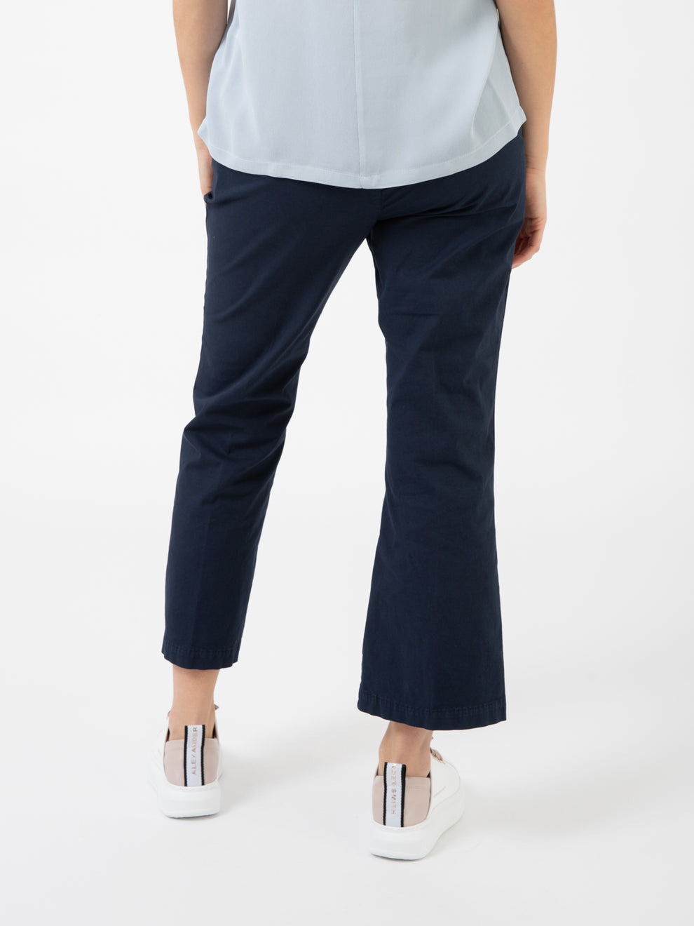 Pantaloni trombetta gabardina blu