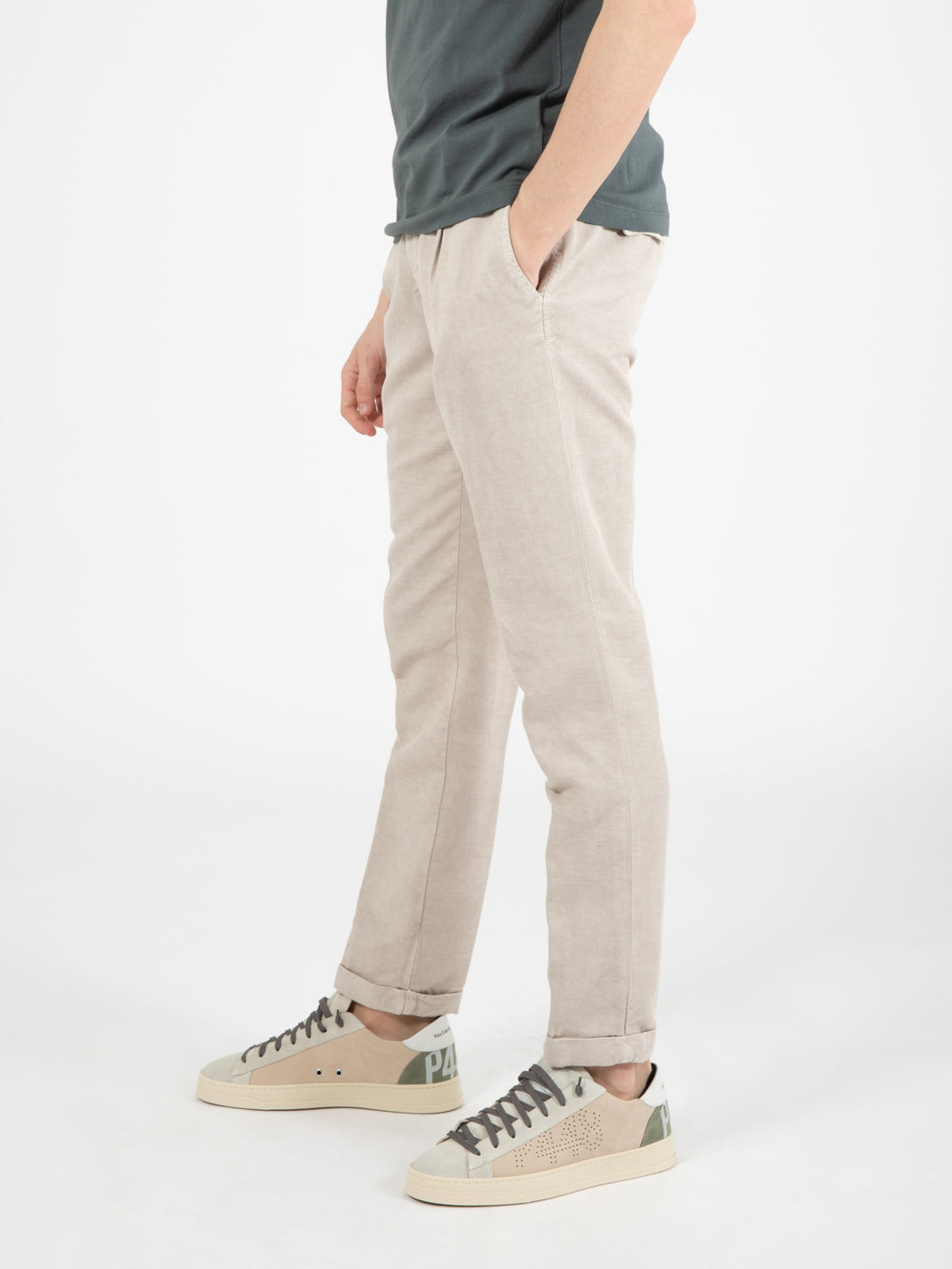 Pantaloni Zeus in lino e cotone fango