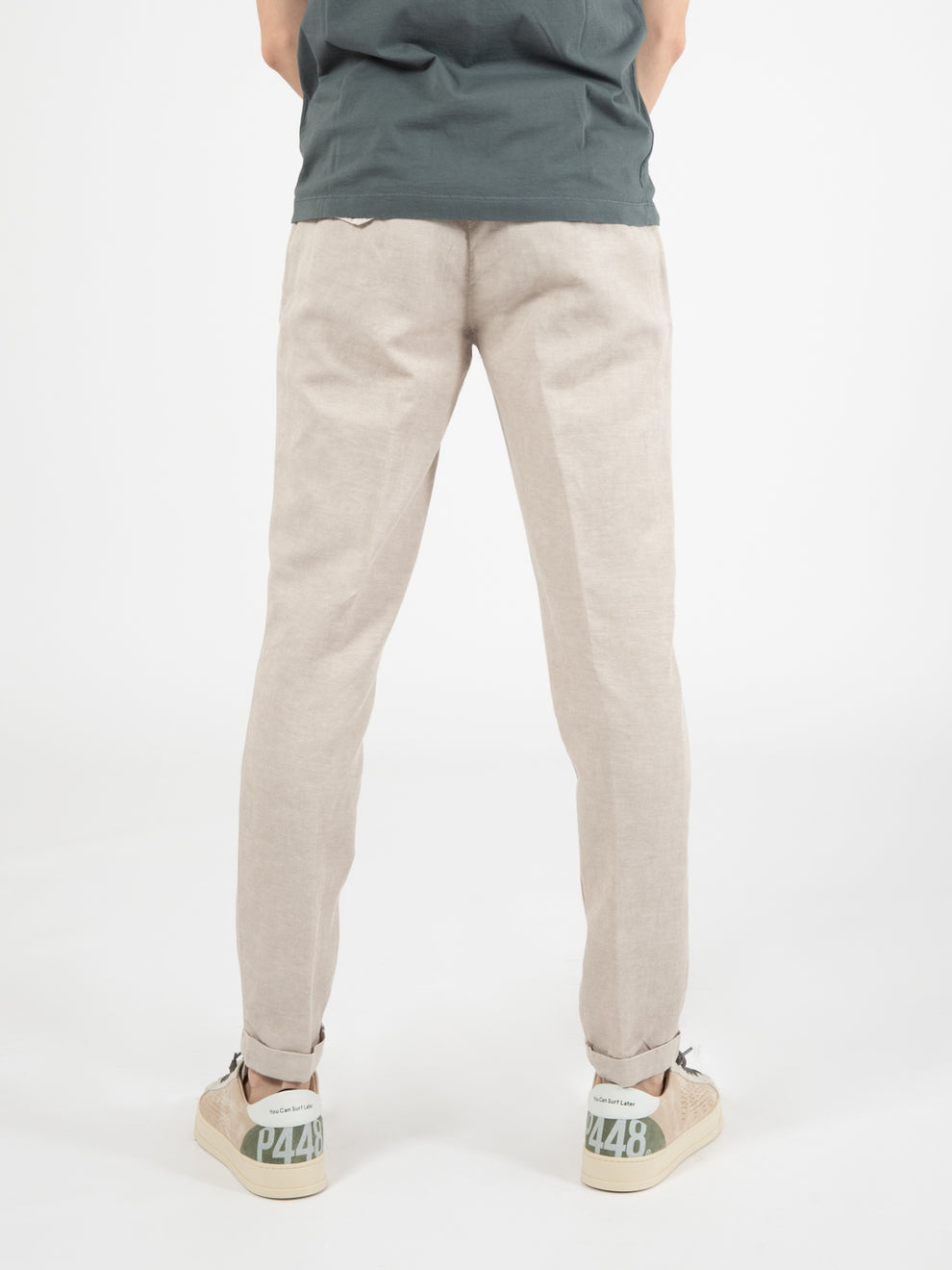 Pantaloni Zeus in lino e cotone fango