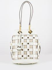 NANNINI - Borsa a sacca Festive off white borchiata