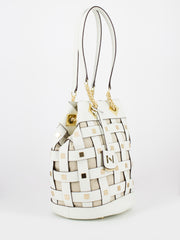 NANNINI - Borsa a sacca Festive off white borchiata