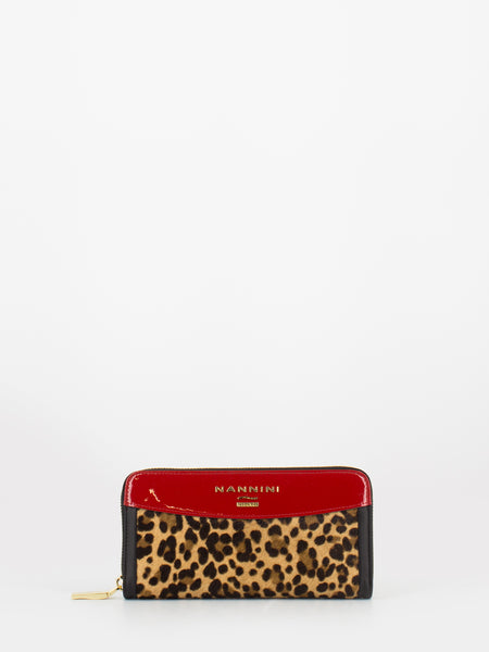 Portafoglio Glamour Savana Cavallino Animal leopardo / nero / rosso