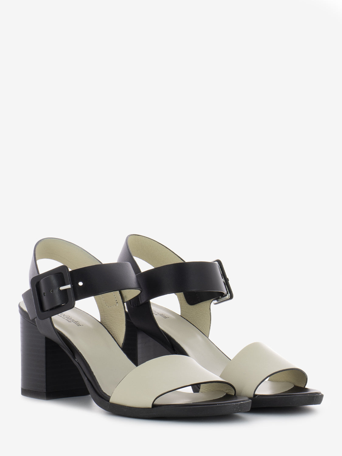 Sandalo con tacco ivory / nero