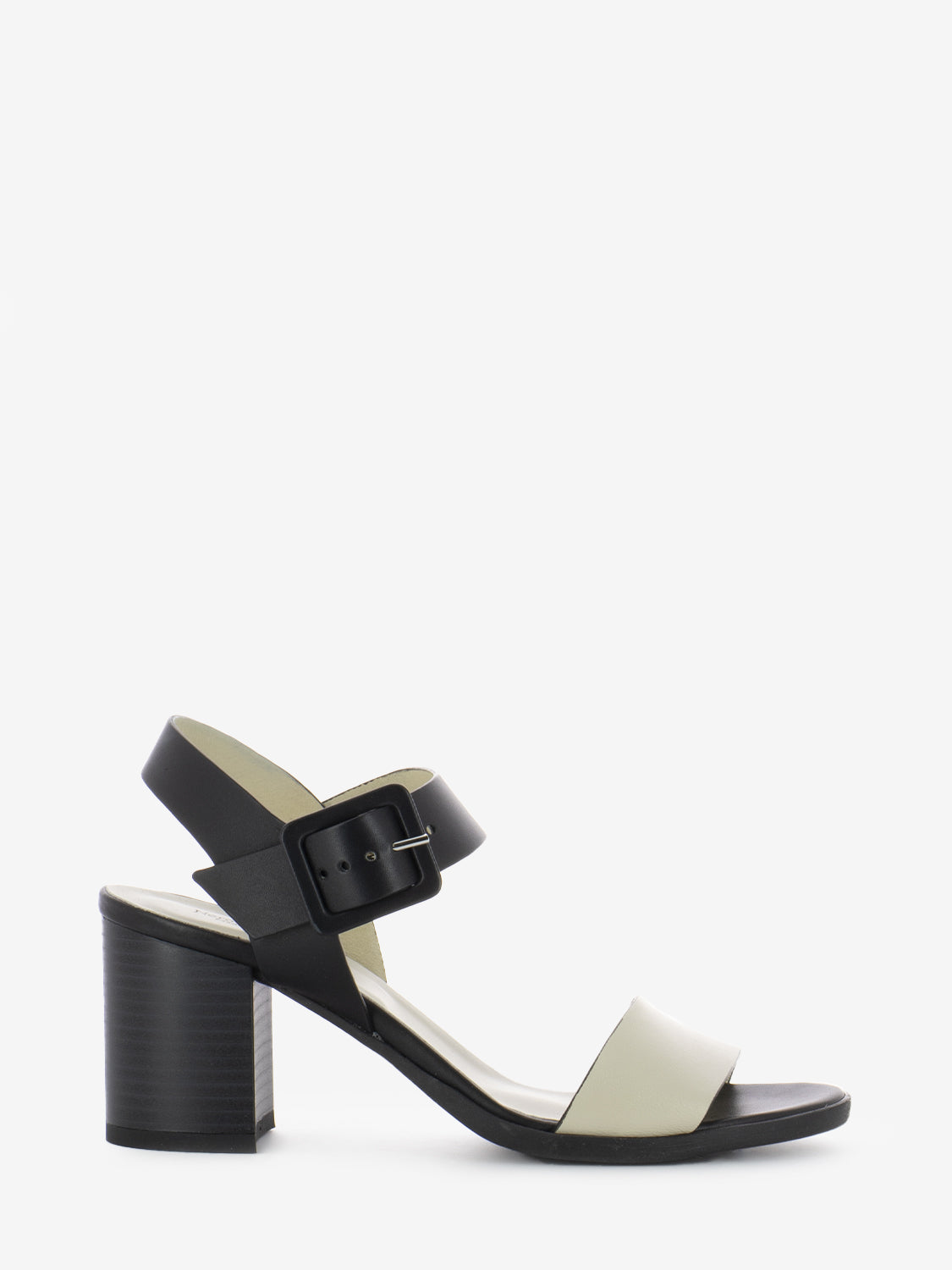 Sandalo con tacco ivory / nero