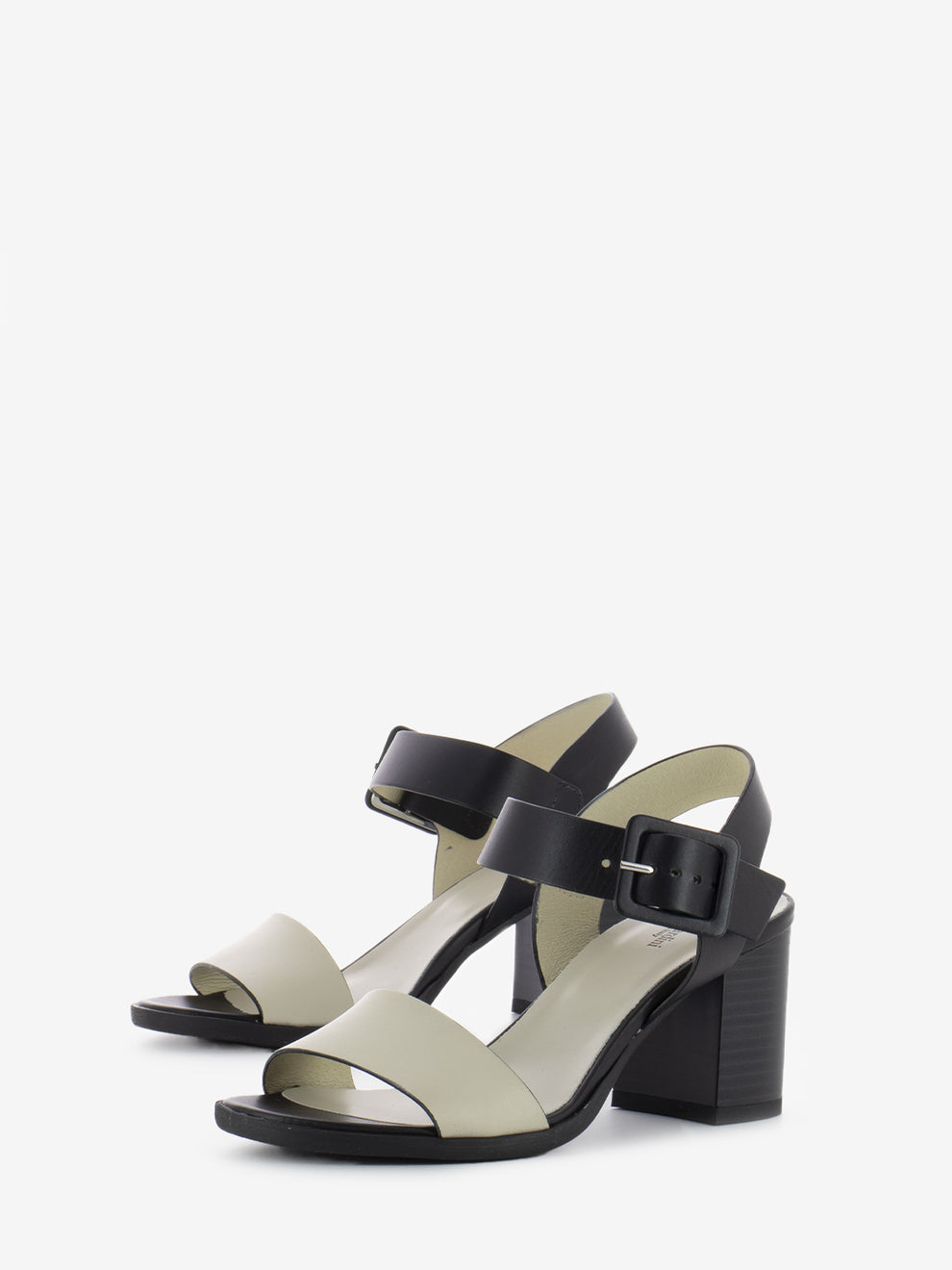 Sandalo con tacco ivory / nero