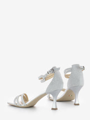 NERO GIARDINI - Sandalo con tacco microglitter argento