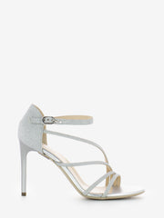 NERO GIARDINI - Sandalo con tacco microglitter argento