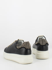 NERO GIARDINI - Sneakers guanto velour nere con microstrass