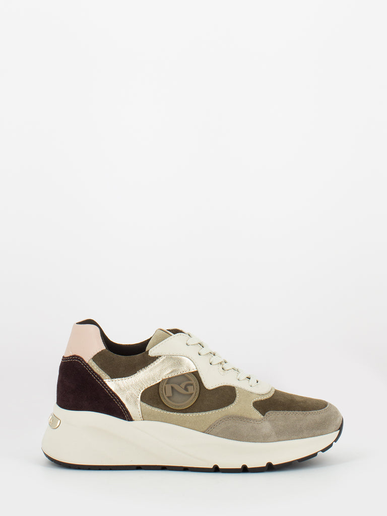 NERO GIARDINI - Sneakers velour creta / verdegris