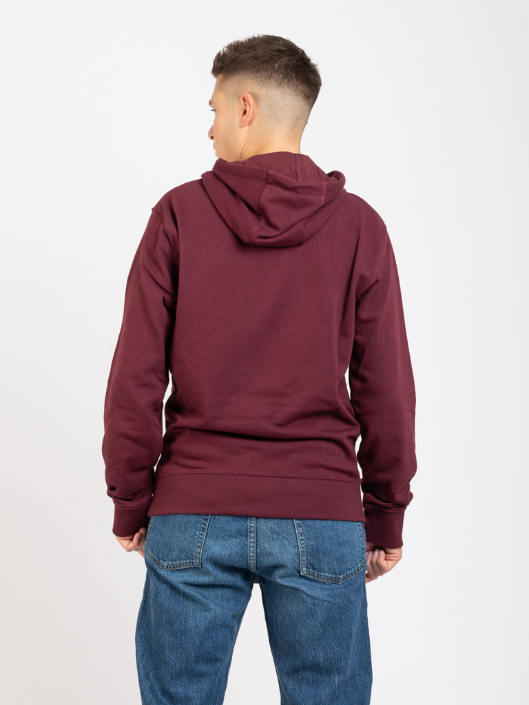 NEW BALANCE - Felpa hoodie burgundy con logo azzurro
